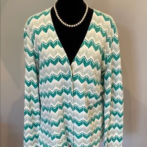 Chevron Patterned Cardigan lands end xl